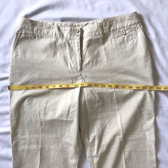 J Jill Capri Crop Pants Womens SZ 12 Genuine Fit Below Waist Beige Cuffed Cotton - Picture 7 of 12